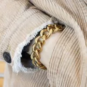 Cadena eslabón Gourmette 15 mm de Acero inoxydable Dorado 316L x50cm