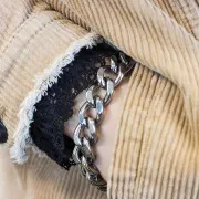 Cadena de enlace Curbed 15 mm de acero inoxidable 316L x50cm