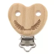 Clip para chupete de madera 45x36 mm de madera - Coeur - Natural x1