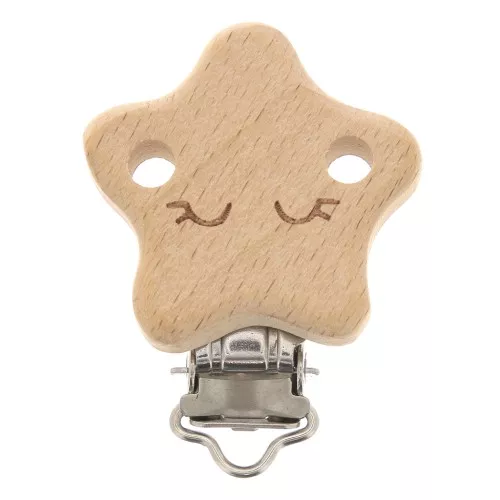 Clip para chupete de madera 50x37 mm de madera - Etoile - Natural x1