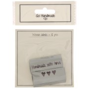 Juego 10 etiquetas para coser doble cara 50x11,5 mm Hechas a mano with love Gris|raw }}