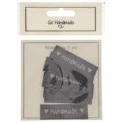 Juego de 10 etiquetas para coser de 50x15 mm - Hechas a mano - Gris foncé - Beige|raw }}