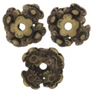 Casquillas adorno flores 12 mm cobrizo antiguo x4