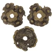 Casquillas adorno flores 12 mm bronce x4