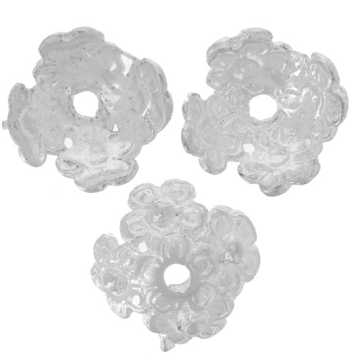 Casquillas adorno flores 12 mm plateado  x4