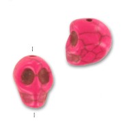 Cuenta Calavera de Howlite tintado 13 mm  Hot Pink x1