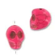 Cuenta Calavera de Howlite tintado 13 mm  Hot Pink x1