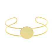Pulsera engaste de latón para cabuchón redondo 15 mm -  Dorado con oro fino x1