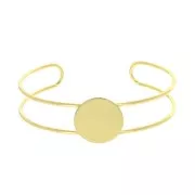 Pulsera engaste de latón para cabuchón redondo 15 mm -  Dorado con oro fino x1