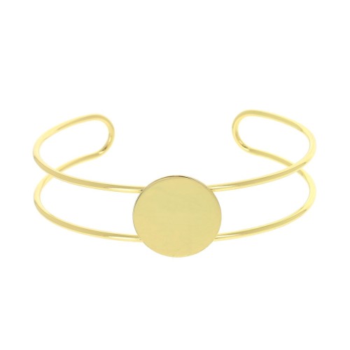Pulsera engaste de latón para cabuchón redondo 15 mm -  Dorado con oro fino x1