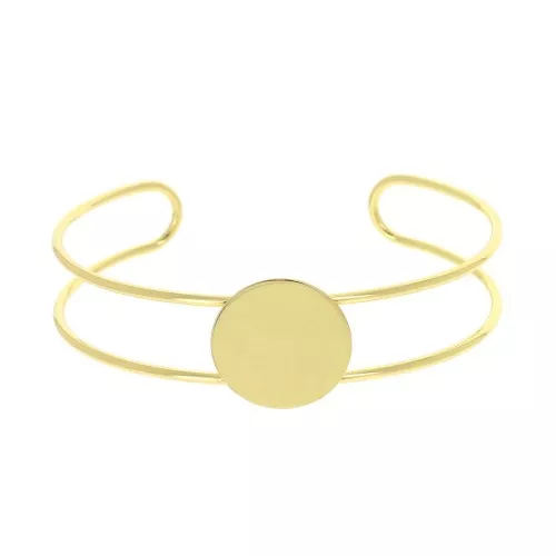 Pulsera engaste de latón para cabuchón redondo 15 mm - Dorado con oro fino x1