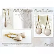 Cabuchón redondo de cristal by Puca® 18 mm Opaque Salmon Spotted x1