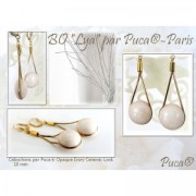 Cabuchón redondo de cristal by Puca® 18 mm Opaque Beige Spotted x1