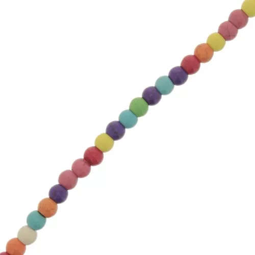 Cuentas redondas 6 mm imitación Howlite - Multicolore x34cm