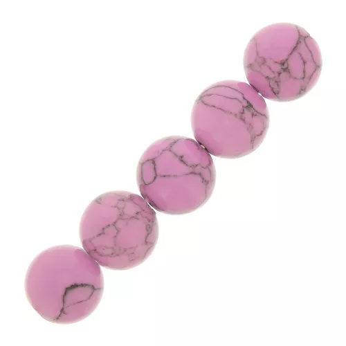 Cuentas redondas 4 mm de imitación Howlite tintadas- Rosa x30