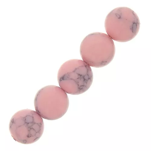 Cuentas redondas 6 mm de imitación Howlite tintadas- Rosa claro x20