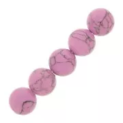 Cuentas redondas 6 mm de imitación Howlite tintadas- Rosa x20