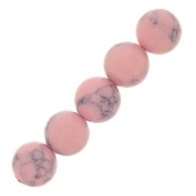 Cuentas redondas 10 mm de imitación Howlite tintadas- Rosa claro x10