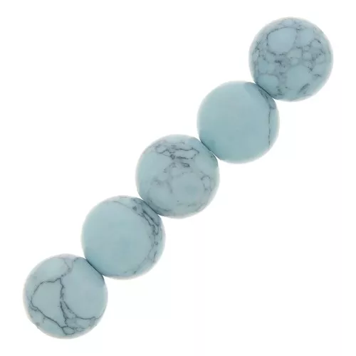 Cuentas redondas 10 mm de imitación Howlite tintadas- Azul claro x10