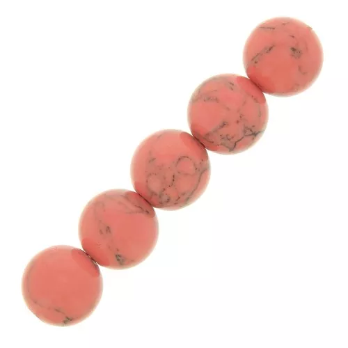 Cuentas redondas 10 mm de imitación Howlite tintadas - Coral x10