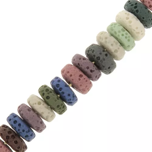 Cuentas arandalas Heishi 8 mm Piedra de Lava tintada - Multicolor x20