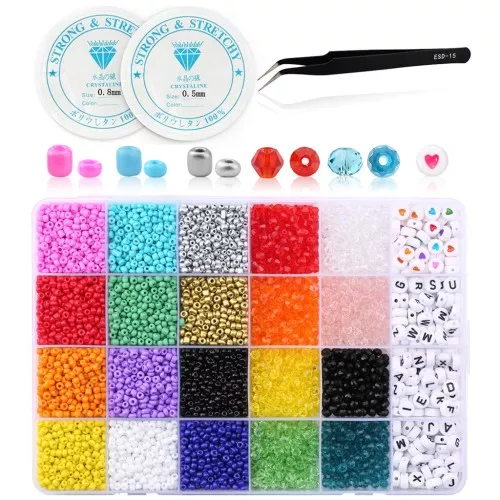 Kit de cuentas de vidrio y cuentas DIY DIY del alfabeto para pulseras y joyas