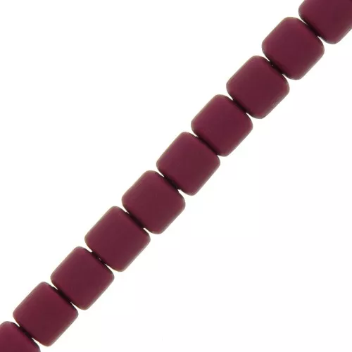 Arandelas tubos Heishi de arcilla polimérica 6x6.2 mm - Prune x40 cm