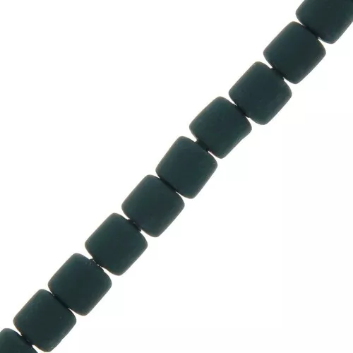 Arandelas tubos Heishi de arcilla polimérica 6x6.2 mm - Verde foncé x40 cm