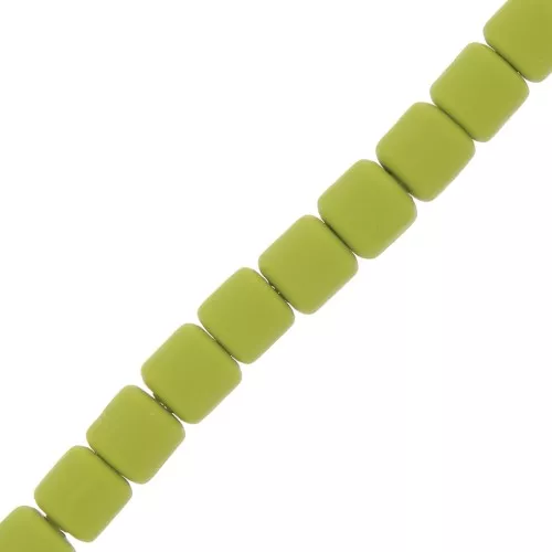 Arandelas tubos Heishi de arcilla polimérica 6x6.2 mm - Verde clair x40 cm