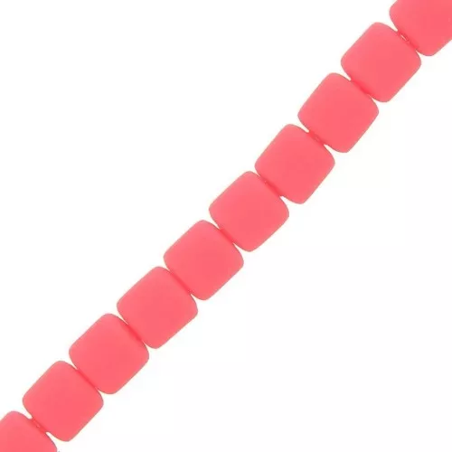 Arandelas tubos Heishi de arcilla polimérica 6x6.2 mm - Corail Fluo x40 cm
