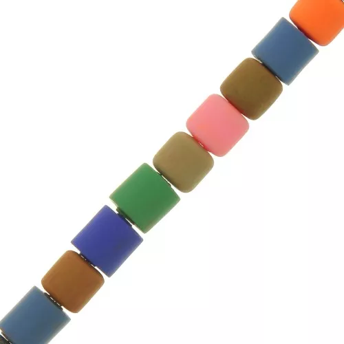 Arandelas tubos Heishi de arcilla polimérica 6x6.2 mm - Multicolore - Fluo x40 cm