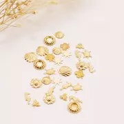 Elemento en forma de caballito de mar lado izquierdo 10.5x4.5 mm de Gold filled x1