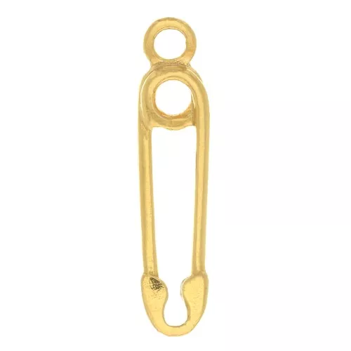 Dije imperdible 16x3.5 mm de Plata 925 Dorado con oro fino x1