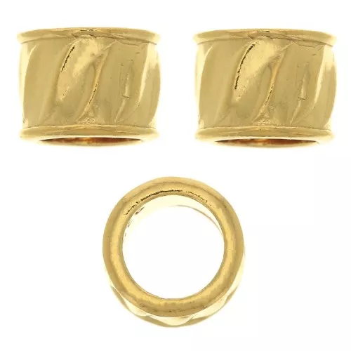 Cuenta tubo 5x7 mm grande agujero - de Plata 925 Dorado con oro fino x1