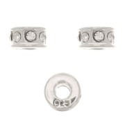 Cuenta arandela con strass 5 mm - de Plata 925 - Crystal x1