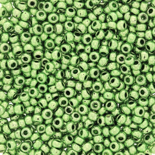 Cuentas de Rocalla Preciosa 11/0 de 2 mm - Terra Metálico - Verde claro x 20 g