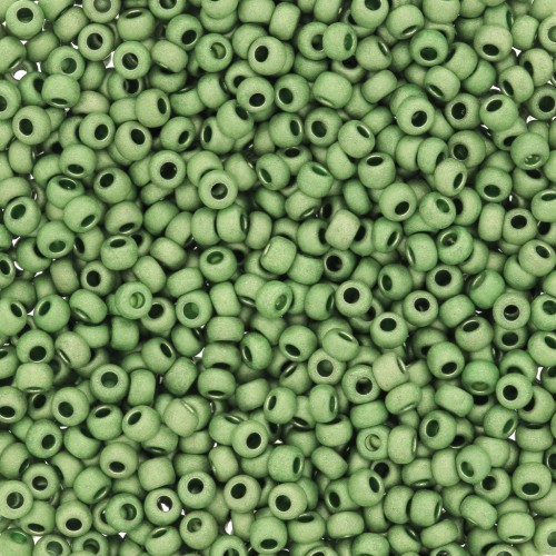 Cuentas de Rocalla Preciosa 11/0 2 mm - Terra Metálico Mate Verde claro x20 g