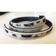 Cordón plano cuero 10 mm Leopardo x30cm