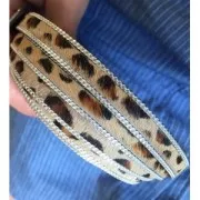 Cordón plano cuero 10 mm Leopardo x30cm