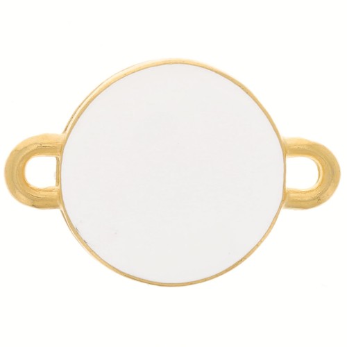 Entrepieza redondo resina epoxi 2 anilllas 12 mm Dorado con oro fino - Blanc x1