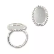 Base anillo fondo plano 18x13 mm Plata 925 x1
