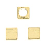 Cuenta cubo 3 mm - Dorado oro fino x1