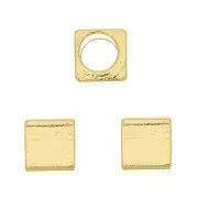Cuenta cubo 3 mm - Dorado oro fino x1