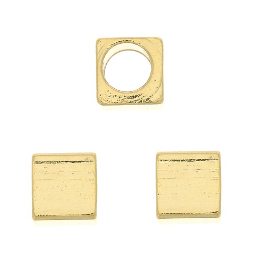 Cuenta cubo 3 mm - Dorado oro fino x1