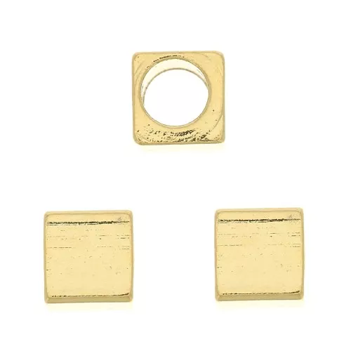 Cuenta cubo 3 mm - Dorado oro fino x1