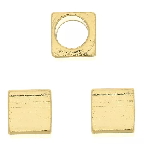Cuenta cubo 4 mm - Dorado oro fino x1
