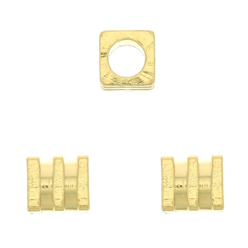 Cuenta cubo 3 mm - Dorado oro fino x1