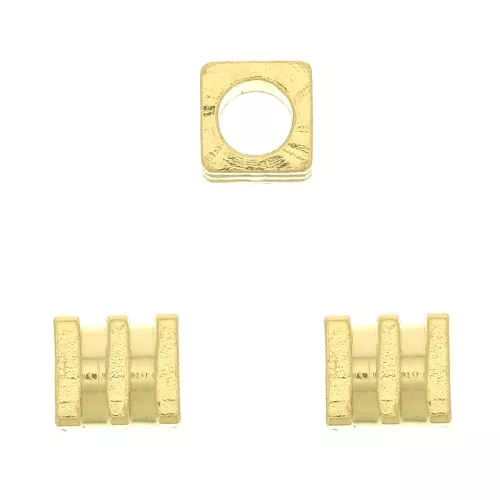 Cuenta cubo 3 mm - Dorado oro fino x1