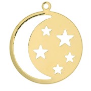 Colgante redondo con luna y estrellas caladas 28x25 mm Chapado de oro 3 micras x1|raw }}