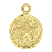 Dije redondo irregular con estrella de mar 17x1 mm - Chapado de oro 3 micras x x1